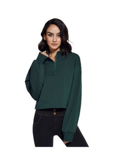 NIBEMINENT Fashion Stand Collar Fitness Hoodie Women Loose Zipper Drawstring Long Sleeve Yoga Dress Top T-shirt  - Image 2