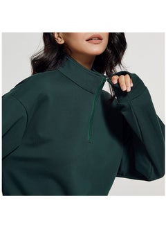 NIBEMINENT Fashion Stand Collar Fitness Hoodie Women Loose Zipper Drawstring Long Sleeve Yoga Dress Top T-shirt  - Image 5