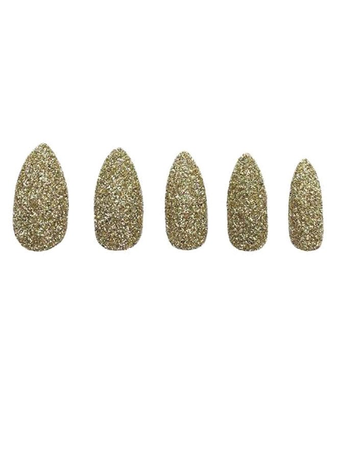 NIBEMINENT 5-Piece Glitter Fake Nail Set Green - Image 1