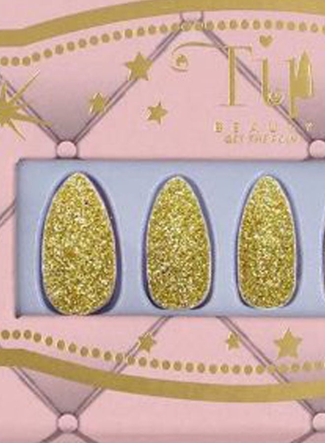 NIBEMINENT 5-Piece Glitter Fake Nail Set Green - Image 2