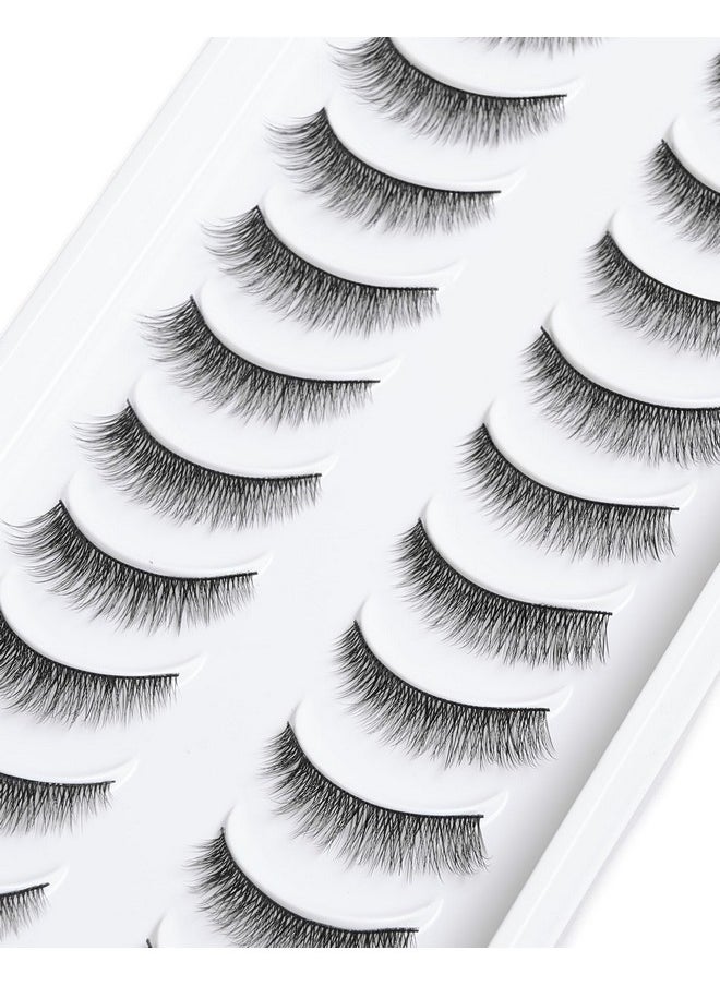 Onlyall - Natural Eyelashes Natural Look Small Lashes Short Eyelashes Natural Lashes False Eyelashes Wispy Eye Lashes Pack 10 Pairs D-M05 - Image 1