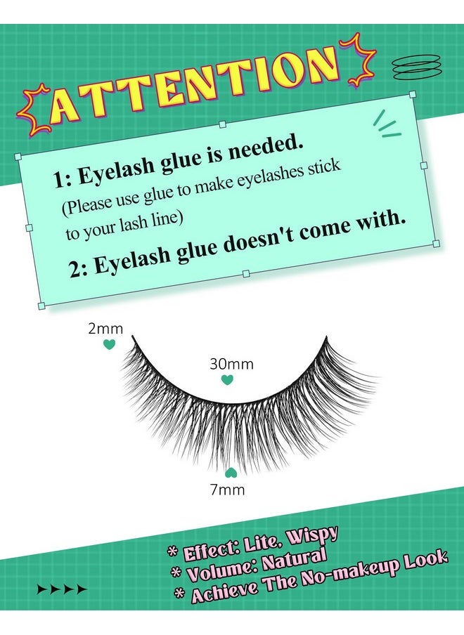 Onlyall - Natural Eyelashes Natural Look Small Lashes Short Eyelashes Natural Lashes False Eyelashes Wispy Eye Lashes Pack 10 Pairs D-M05 - Image 1