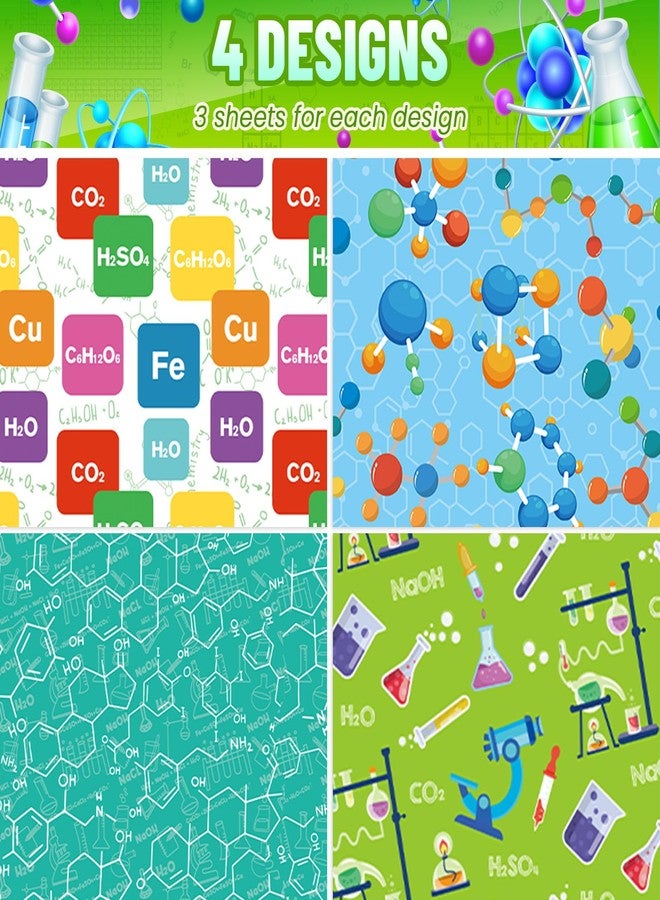 Pineraap 12 Sheets Science Chemistry Wrapping Paper, Science Educational Gift Wrap with Chemistry Molecule Microscope Pattern for Birthday Graduation Lab Party Educational School Projects, 19.7" x 27.6" - Image 4