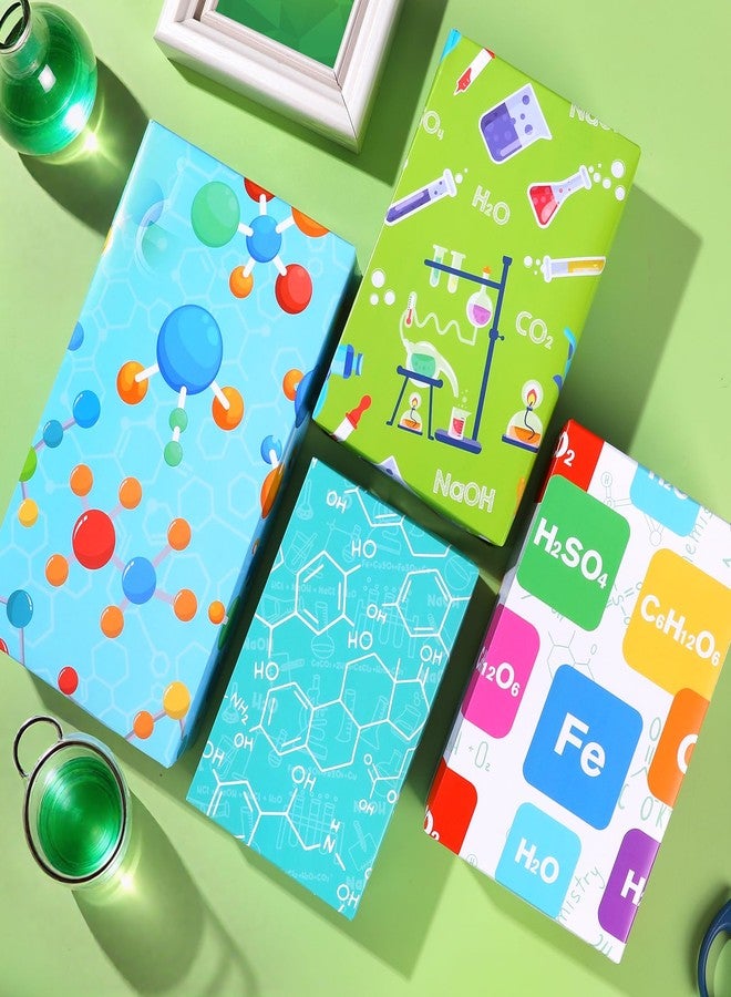 Pineraap 12 Sheets Science Chemistry Wrapping Paper, Science Educational Gift Wrap with Chemistry Molecule Microscope Pattern for Birthday Graduation Lab Party Educational School Projects, 19.7" x 27.6" - Image 3