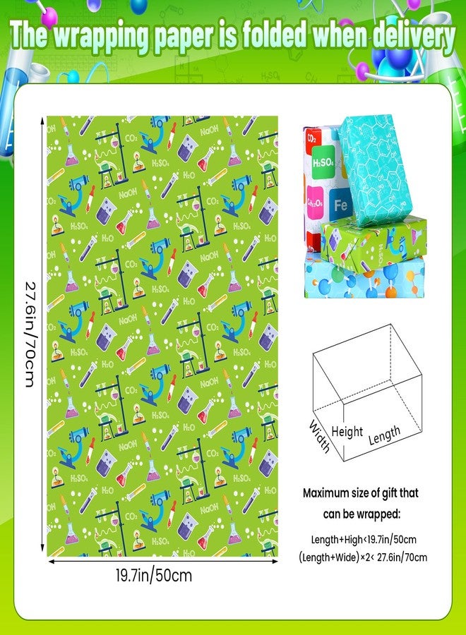 Pineraap 12 Sheets Science Chemistry Wrapping Paper, Science Educational Gift Wrap with Chemistry Molecule Microscope Pattern for Birthday Graduation Lab Party Educational School Projects, 19.7" x 27.6" - Image 5