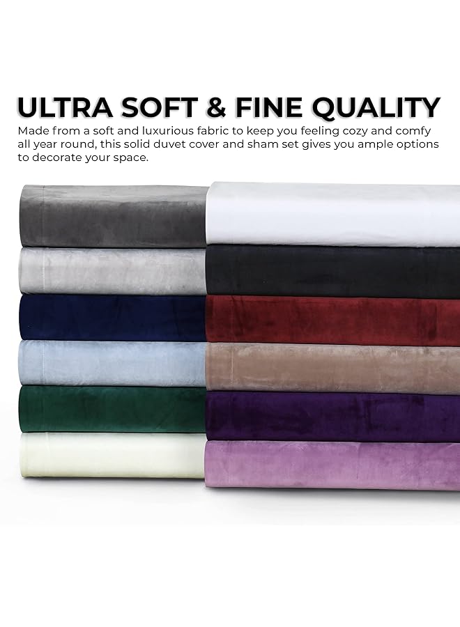 erorex Venice Velvet Oversized Solid Duvet Set Queen Taupe - Image 4