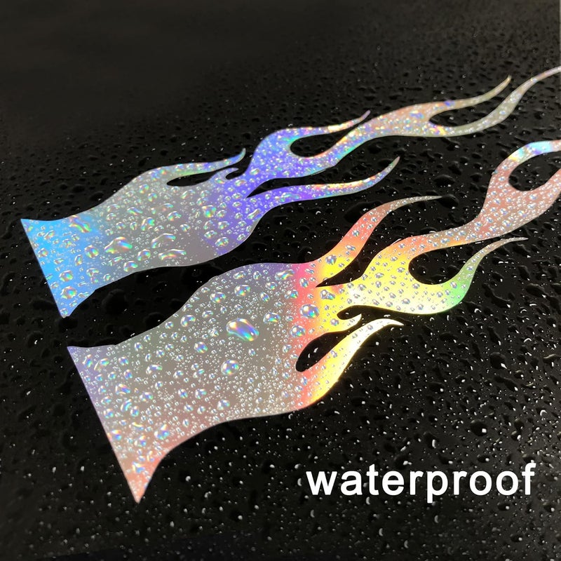 TOMALL 4 Pcs 5.7'' Flame Reflective Sticker for Car Vinyl Racing Sports Flame Stripe Decal for Golf Cart Off-Road Vehicles Motorcycles Bike Skateboard Laptop DIY Decoration (Gradient) - Image 3