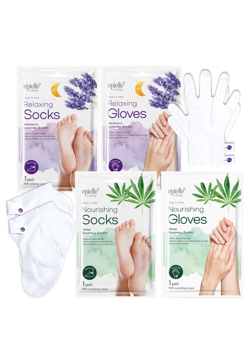 Epielle Epielle Relaxing and Nourishing Lavender Socks and Gloves - Moisturizing Cream & Lotion | 12 Pack | Beauty Gifts, Gift Set, Spa Gift  - Image 2