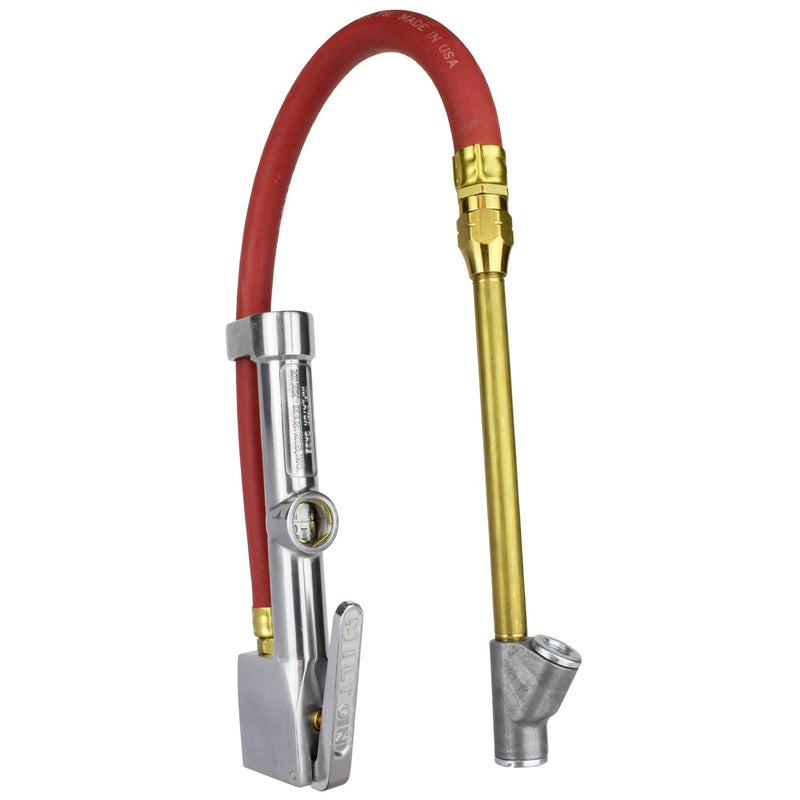 Milton New Improved Tire Inflator Gauge with Dual Head Straight Foot Air Chuck 15 Air Hose 10160 PSI - Image 3