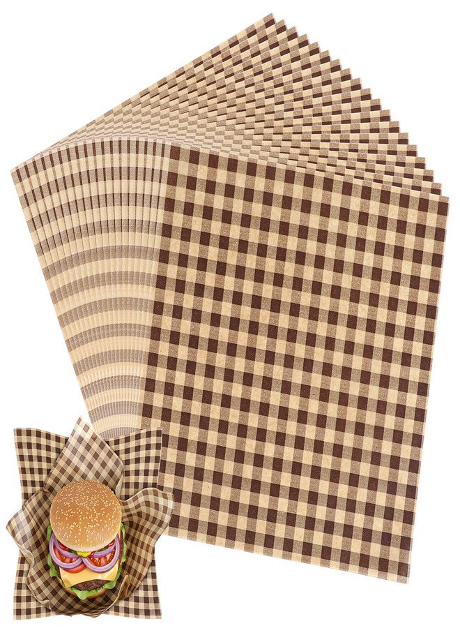 WLLHYF 100Pcs Wax Paper Sheets for Food 7x7 In Checkered Deli Paper Sheets Greaseproof Sandiwch Wrapping Papers Elegant Basket Liners for Parties, Picnics, and Outdoors - Image 1