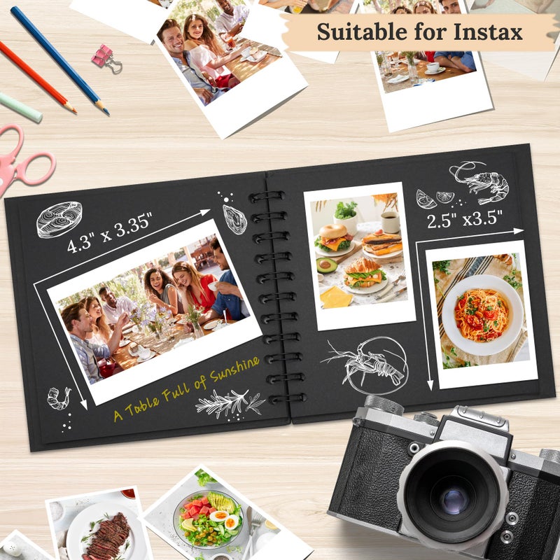 Hiwhy Polaroid Scrapbook Photo Album, 6.3"x6.3" DIY Scrapbook Album Hardcover Kraft Paper with 20 Sheets 40 Pages, Stylish Memory Book for Wedding, Anniervsary, Family, Travel, Black - Image 4
