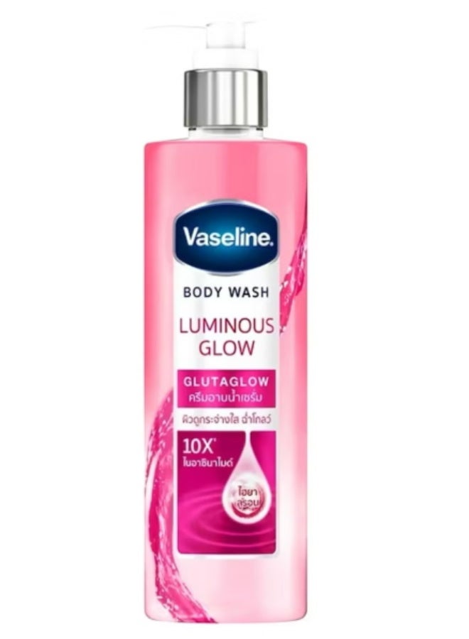 فازلين غسول الجسم لومنيوس جلو بتقنية غلوتا جلو 10 إكس نياكيناميد وهيالورونيك أسيد 425 مل لتفتيح وترطيب البشرة بعطر فواكه منعش