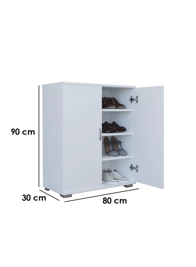 Joints White Shoe Cabinet – 3 Shelves – Engineered Wood – 90×30×80 cm – Modern Shoe Storage Unit - Image 2