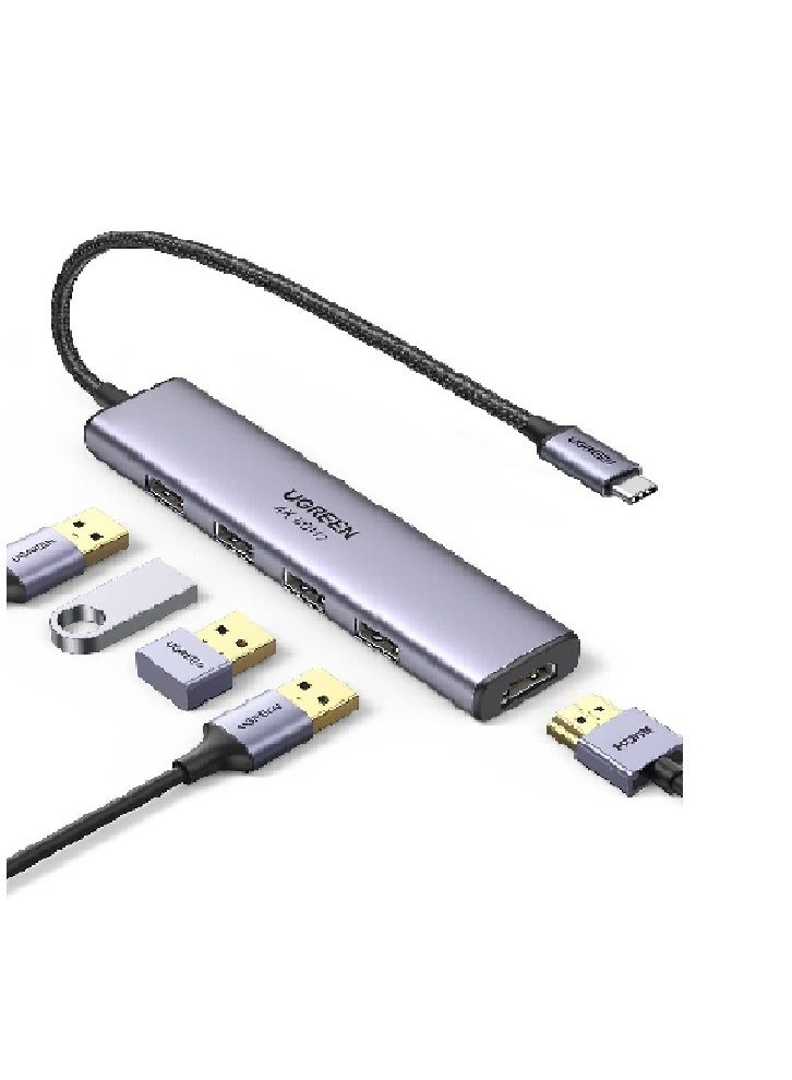 Ugreen USB C Hub 5 in 1, 4K 60HZ HDMI To USB C Adapter Type C Dock Multiport With 4 USB 3.0 Type C To HDMI Hub Compatible For MacBook Pro/Air, Samsung S22/S23 Ultra, Huawei MateBook, iPad Pro/Air 5 - Image 1