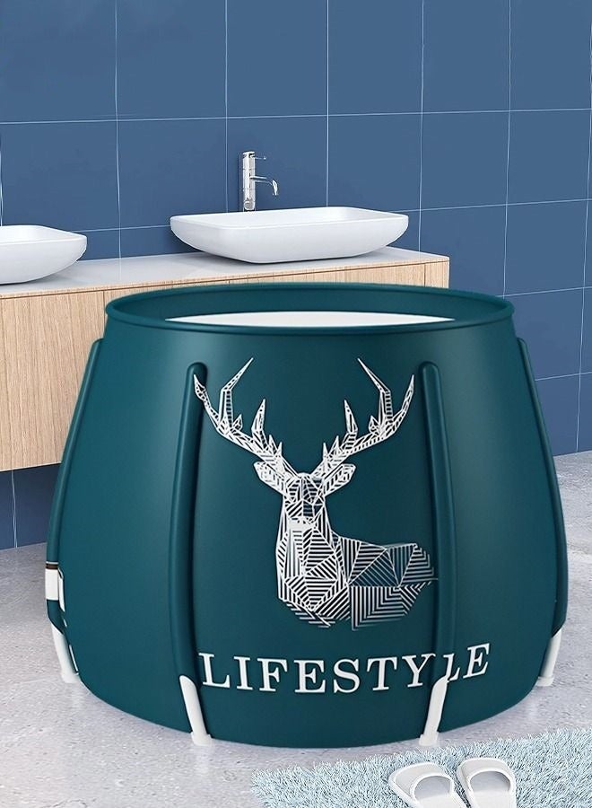 ميكسد المحمولة قابلة للطي حوض الاستحمام ، حوض استحمام مع وسادة وغطاء للاستحمام للأطفال الكبار ، 65x70cm - Image 1