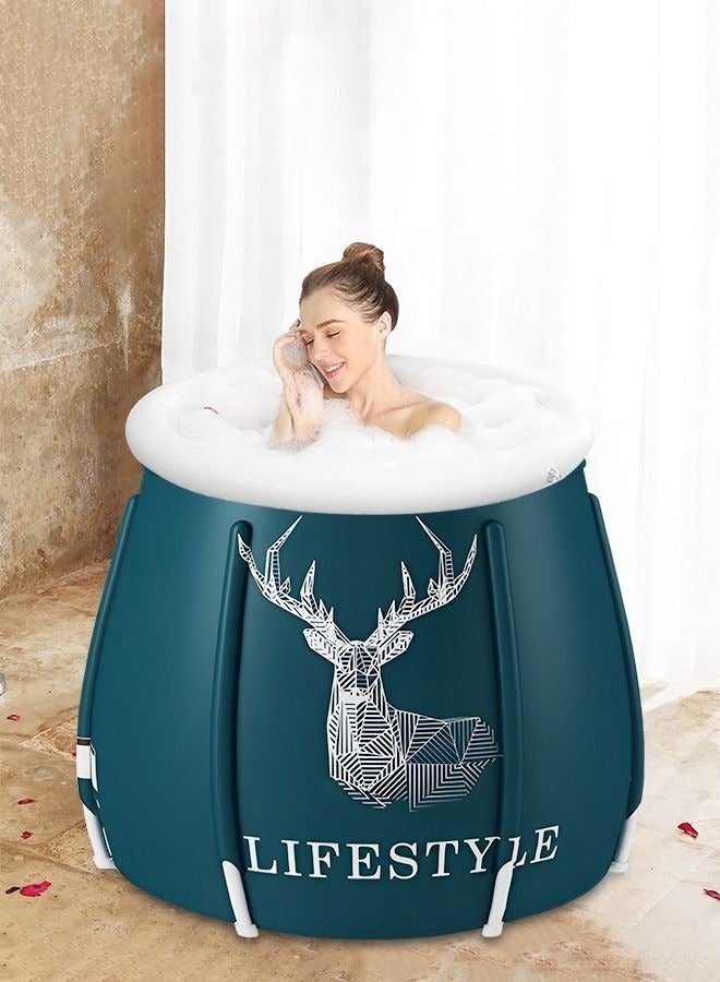 ميكسد المحمولة قابلة للطي حوض الاستحمام ، حوض استحمام مع وسادة وغطاء للاستحمام للأطفال الكبار ، 65x70cm - Image 4