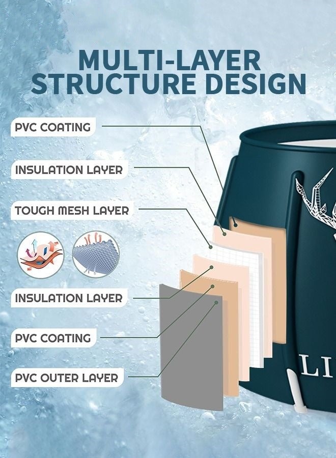 ميكسد المحمولة قابلة للطي حوض الاستحمام ، حوض استحمام مع وسادة وغطاء للاستحمام للأطفال الكبار ، 65x70cm - Image 5