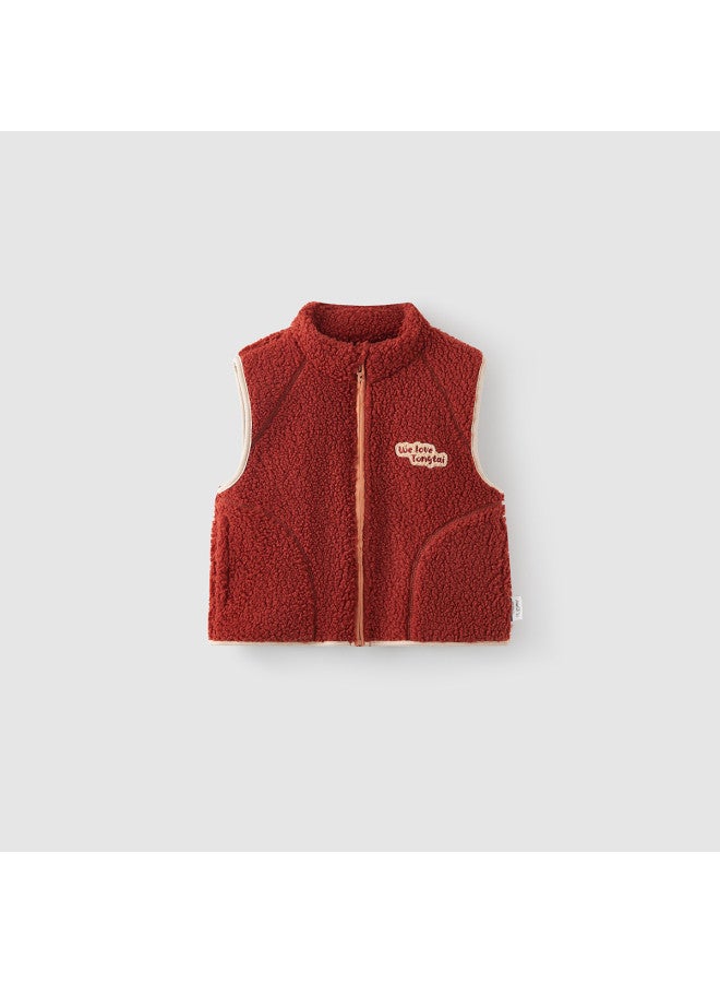 Tongtai Baby Vest Winter Children's Clothing Boys Casual Outerwear Girls Thick Short Pile Stand Collar Waistcoat - Image 2
