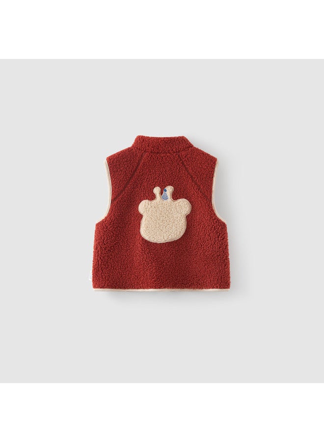 Tongtai Baby Vest Winter Children's Clothing Boys Casual Outerwear Girls Thick Short Pile Stand Collar Waistcoat - Image 3