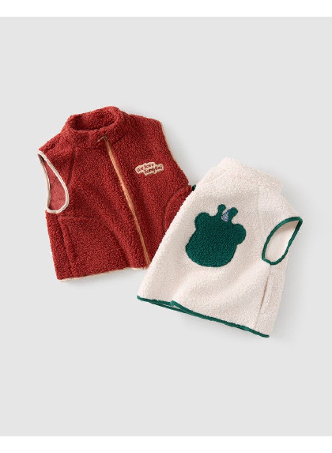 Tongtai Baby Vest Winter Children's Clothing Boys Casual Outerwear Girls Thick Short Pile Stand Collar Waistcoat - Image 1