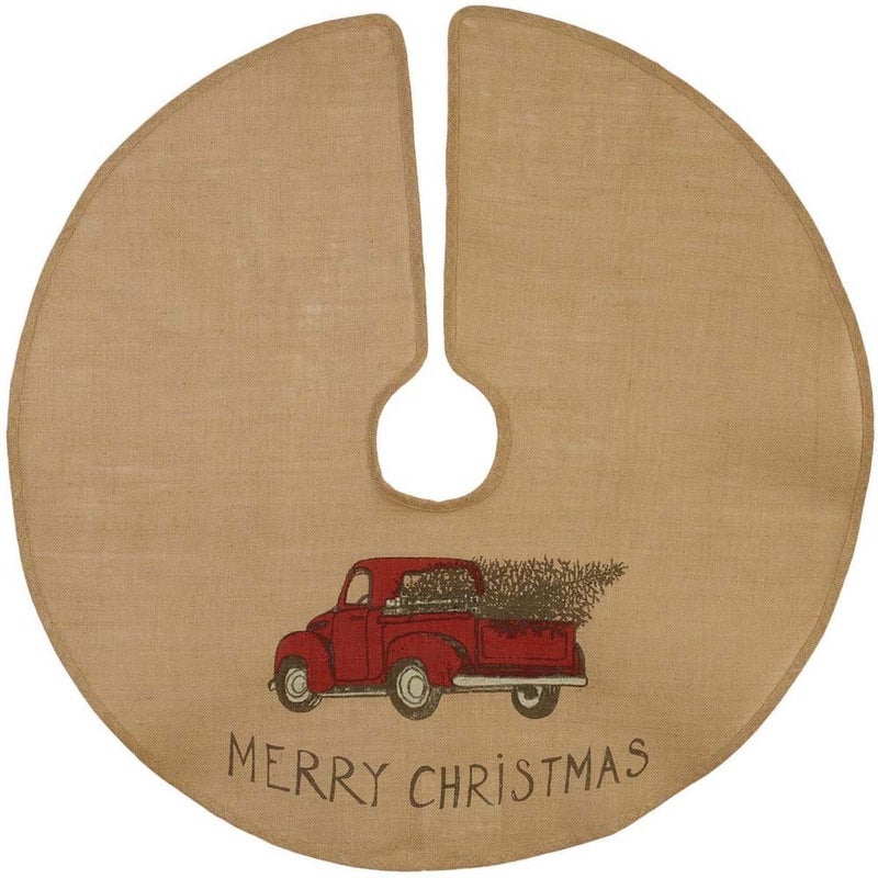 The Country House Collection Red Truck 36 Burlap Tree Skirt