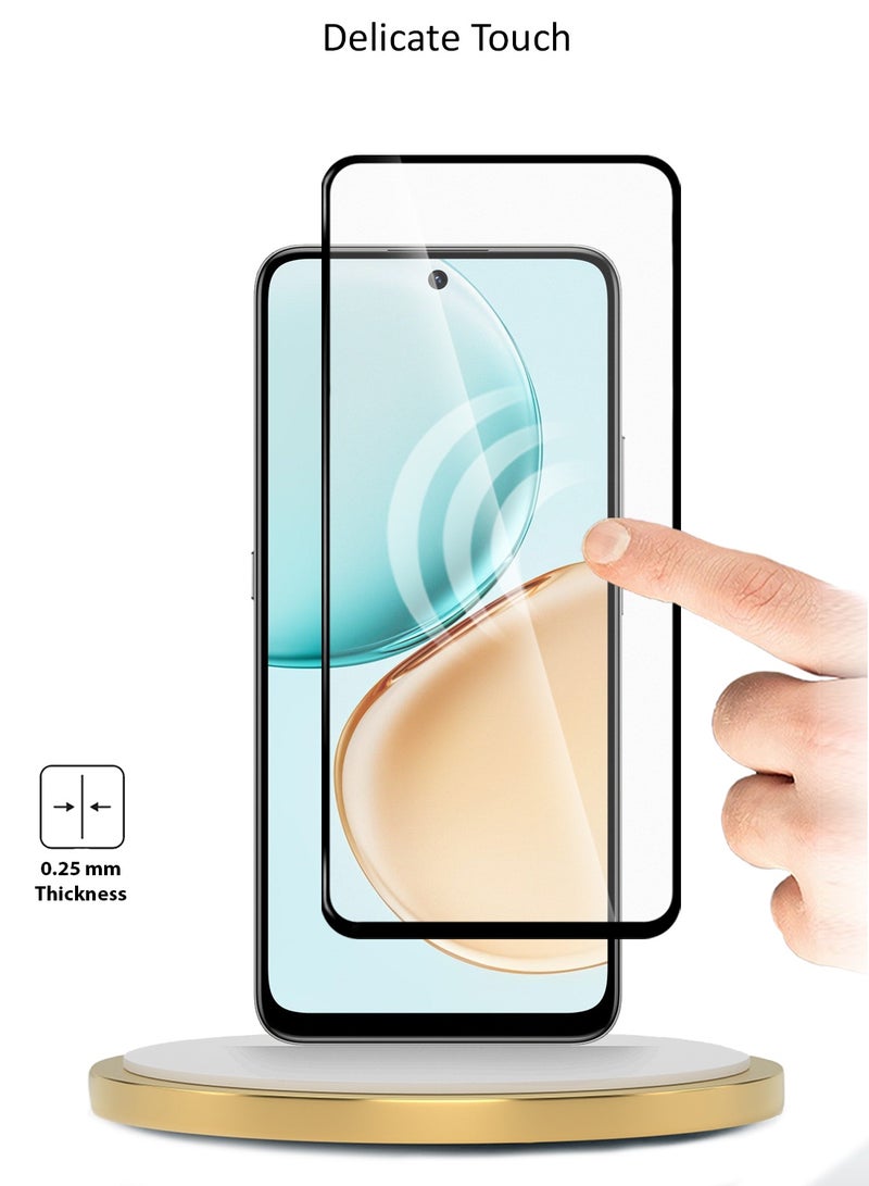 دبليو تيك شاشة حماية زجاجية مقسّاة كاملة الغراء لكامل الغطاء لهاتف هونر X7d 4G 2025 من سلسلة Premium E2E (MSGECN) - شفافة/سوداء - Image 4