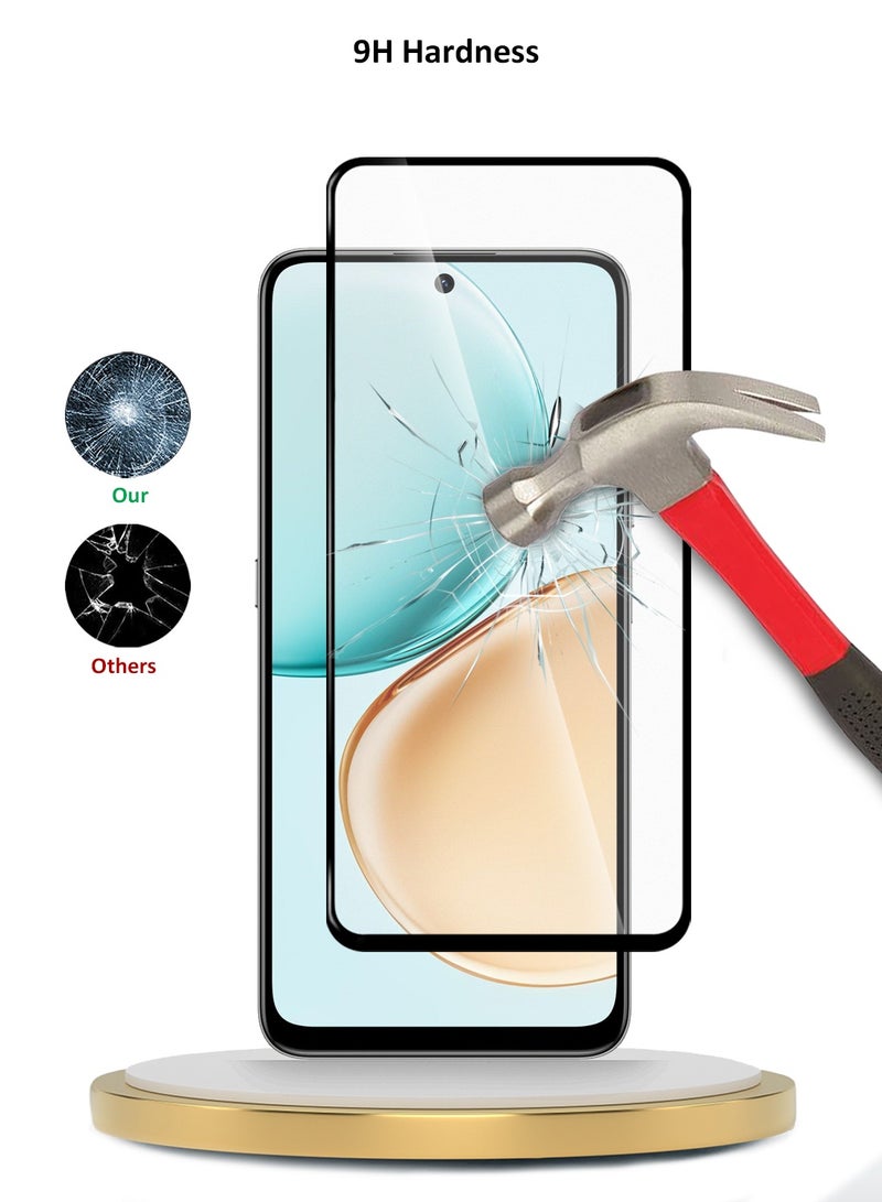 دبليو تيك شاشة حماية زجاجية مقسّاة كاملة الغراء لكامل الغطاء لهاتف هونر X7d 4G 2025 من سلسلة Premium E2E (MSGECN) - شفافة/سوداء - Image 3