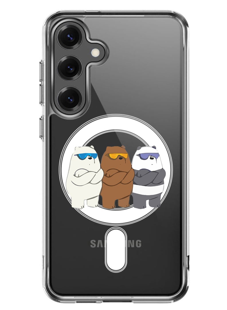Theodor Magnetic Case for Samsung Galaxy S25 Plus 6.7-inch Compatible with MagSafe Wireless Charging, Shockproof Phone Bumper Cover Bears Pose - Image 1