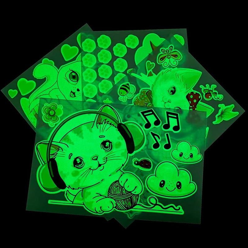 Robmoda Glow in The Dark Stars for Room Cats Glowing Wall/Ceiling Decals  Kitten Butterflies Stickers for Kids Bedroom  Clouds Bees Luminous Wall Decor for Boy and Girl Living Room - Image 3