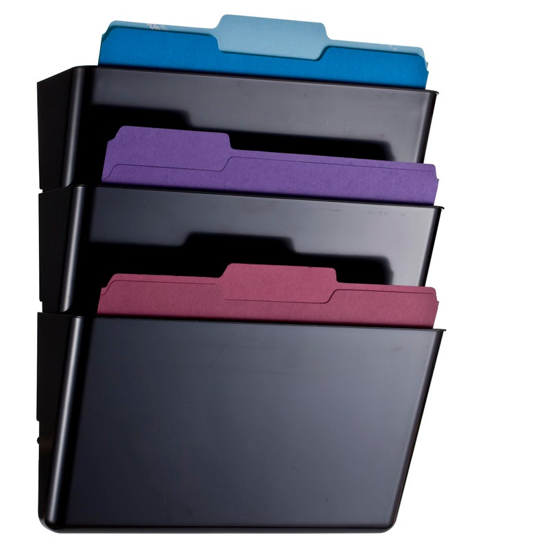 Officemate حافظة حائط بحجم رسالة من أوفيس ميت سوداء معاد تدويرها 26092 145 x 13 x 41 مجموعة من 3