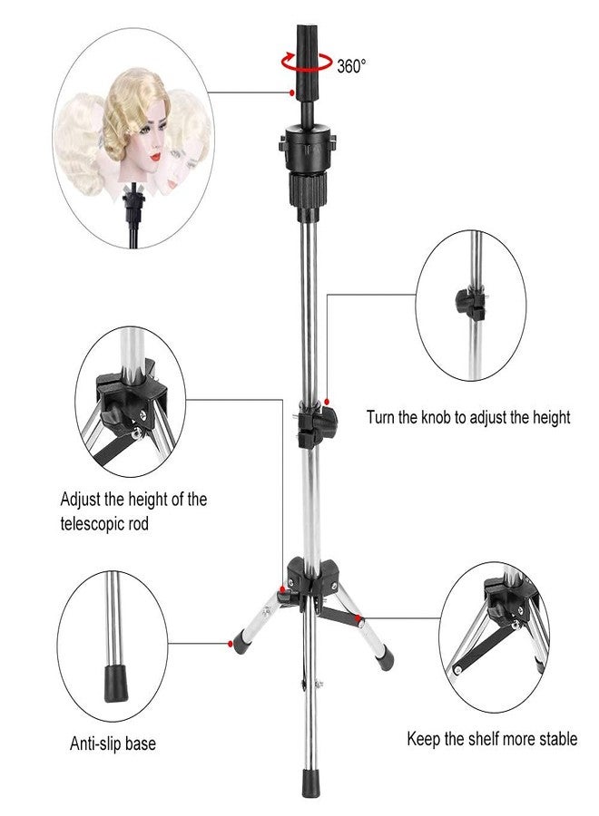 GOTOTOP Wig Tripod Stand Mannequin Head Tripod Stand Adjustable Hairdressing Training Head Rack Hair Mannequin Head Holder for Salon - Image 3