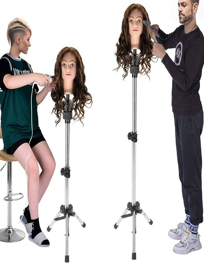 GOTOTOP Wig Tripod Stand Mannequin Head Tripod Stand Adjustable Hairdressing Training Head Rack Hair Mannequin Head Holder for Salon - Image 1