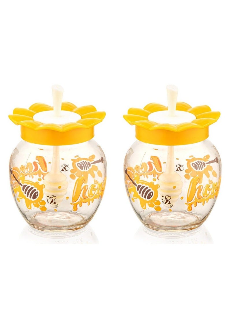 كلوكس مرطبان زجاج  لتخزين العسل مع ملعقة عسل طقم 2 قطعة - Image 2