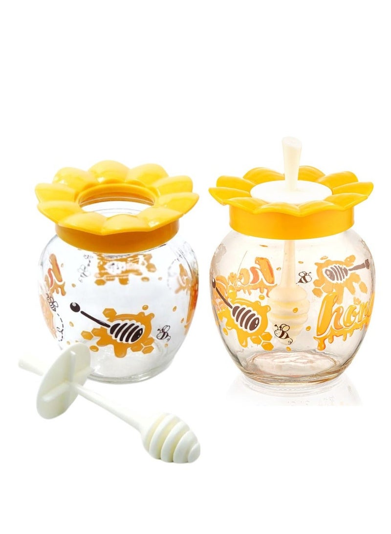 كلوكس مرطبان زجاج  لتخزين العسل مع ملعقة عسل طقم 2 قطعة - Image 3