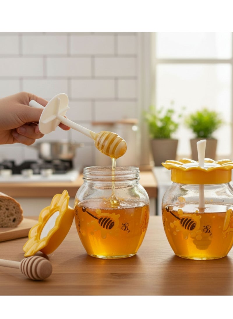 كلوكس مرطبان زجاج  لتخزين العسل مع ملعقة عسل طقم 2 قطعة - Image 1