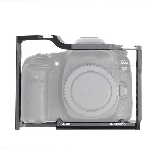 Hersmay EOS 90D 80D 70D Cage, Hersmay Aluminium Camera Cage for Canon EOS 90D/ 80D/ 70D Mirrorless Cameras with Cold Shoe,Handle Locating Holes,Multiple 1/4" 3/8" Screw Holes - Image 1