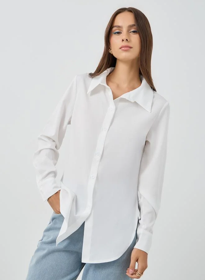 Take Two Take Two Solid Long Sleeve Oversized Shirt