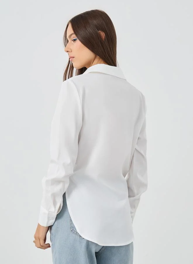 Take Two Take Two Solid Long Sleeve Oversized Shirt