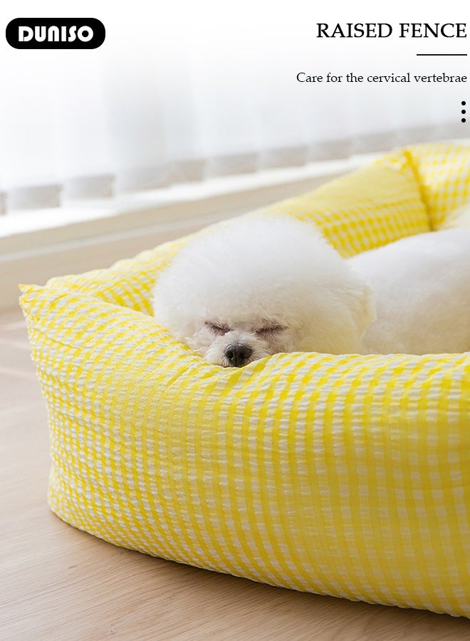 DUNISO سرير للكلاب، أريكة للحيوانات الأليفة، أريكة سرير للكلاب، سرير قابل للغسل للحيوانات الصغيرة، سرير مستطيل ناعم للحيوانات الأليفة، سرير أريكة للكلاب مع حواف مرتفعة، سرير إسفنجي ثلاثي الأبعاد للكلاب والقطط، أريكة للحيوانات الأليفة مع قاعدة غير قابلة للانزلاق - Image 3