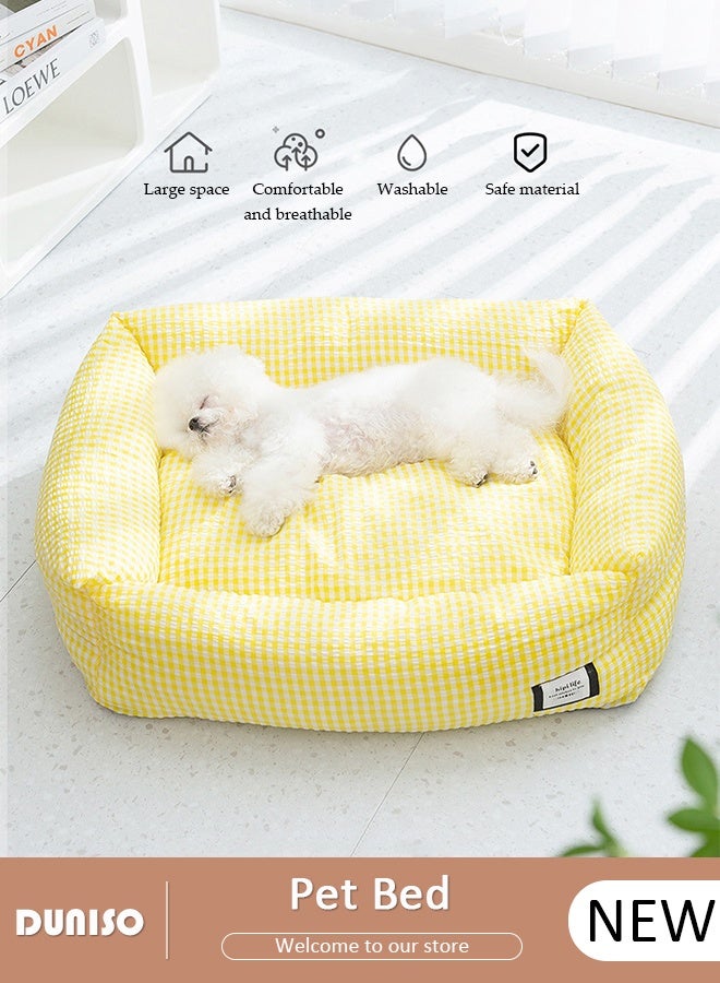 DUNISO سرير للكلاب، أريكة للحيوانات الأليفة، أريكة سرير للكلاب، سرير قابل للغسل للحيوانات الصغيرة، سرير مستطيل ناعم للحيوانات الأليفة، سرير أريكة للكلاب مع حواف مرتفعة، سرير إسفنجي ثلاثي الأبعاد للكلاب والقطط، أريكة للحيوانات الأليفة مع قاعدة غير قابلة للانزلاق - Image 1