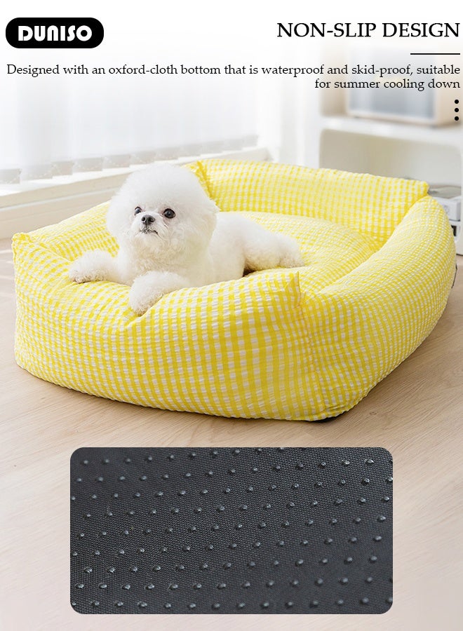 DUNISO سرير للكلاب، أريكة للحيوانات الأليفة، أريكة سرير للكلاب، سرير قابل للغسل للحيوانات الصغيرة، سرير مستطيل ناعم للحيوانات الأليفة، سرير أريكة للكلاب مع حواف مرتفعة، سرير إسفنجي ثلاثي الأبعاد للكلاب والقطط، أريكة للحيوانات الأليفة مع قاعدة غير قابلة للانزلاق - Image 2