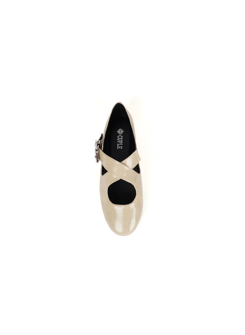 Cuple Womens Classic Mary Jane Cross strap Flats