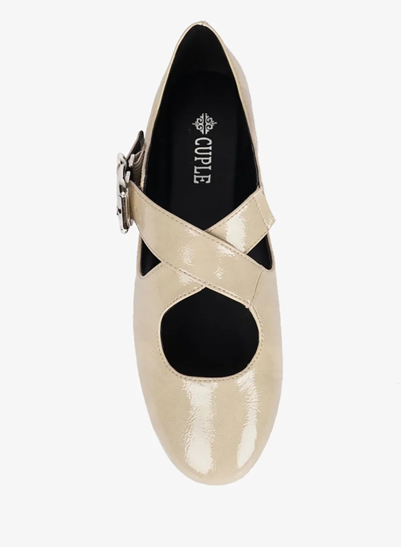 Cuple Womens Classic Mary Jane Cross strap Flats