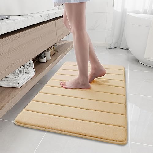 Buganda Memory Foam Bath Mat, 35.4" x 24", Ultra Soft and Non-Slip Bathroom Rugs, Water Absorbent and Machine Washable Bath Rug Runner for Bathroom, Shower, and Tub, Gold - Image 1