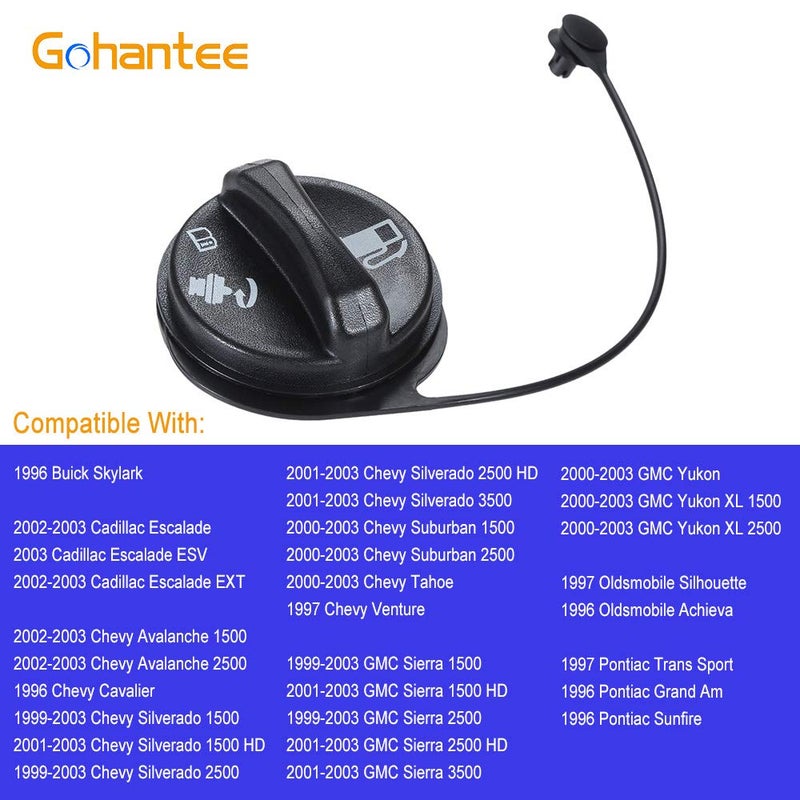 gohantee غطاء خزان الوقود GT231 15763227 متوافق مع 1999-2003 شيفروليه سيلفرادو GMC سييرا 2000-2003 شيفروليه سوبربان 1500 تاهو GMC يوكون 2002-2003 كاديلاك إسكاليد شيفروليه أفالانش أولدزموبيل بونتياك - Image 3