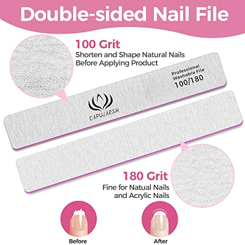 Capularsh 18pcs Nail File for Acrylic Nails - Capularsh 100/180 Grit Professional Double Side Emery Boards, Reusable Coarse Nail File for Acrylic Gel Dip False Nail Home and Salon Use - Image 2