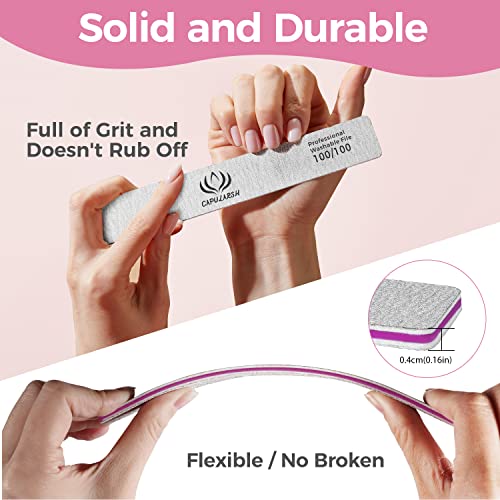 Capularsh 18pcs Nail File for Acrylic Nails - Capularsh 100/180 Grit Professional Double Side Emery Boards, Reusable Coarse Nail File for Acrylic Gel Dip False Nail Home and Salon Use - Image 5