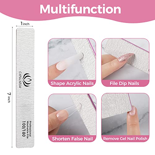 Capularsh 18pcs Nail File for Acrylic Nails - Capularsh 100/180 Grit Professional Double Side Emery Boards, Reusable Coarse Nail File for Acrylic Gel Dip False Nail Home and Salon Use - Image 3