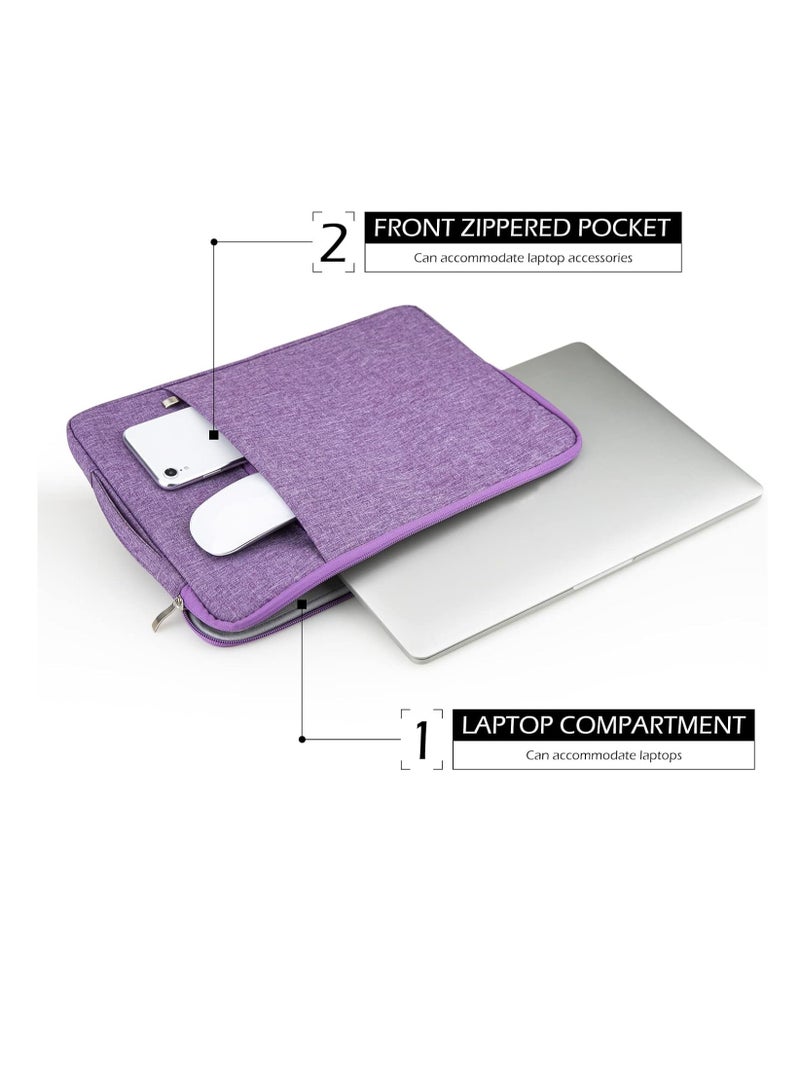 16 Inch Laptop Sleeve Case Specially Compatible with 2022 2021 16" MacBook Pro A2141 A2485 M1,Handbag with Handle Strap Front Pocket Briefcase Polyester Waterproof Carrying Bag, (Purple) - Image 2