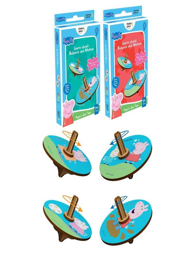 ThinkerPlace بلابل دوارة من ثينكر بليس بتصميم بيبا بيج | تعلم التوازن والحركة | ابنِ، لوّن، والعب بشخصيات بيبا بيج | لعبة تعليمية في مجالات العلوم والتكنولوجيا والهندسة والرياضيات للأطفال من عمر 3 إلى 5 سنوات فما فوق | عبوتان - Image 1